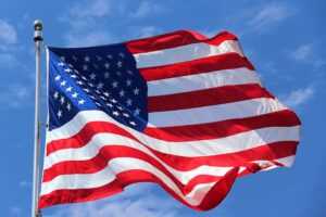 American flag blowing in the wind