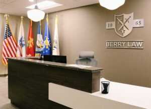 Inside view of the receptionists desk at Berry Law Firm headquarters