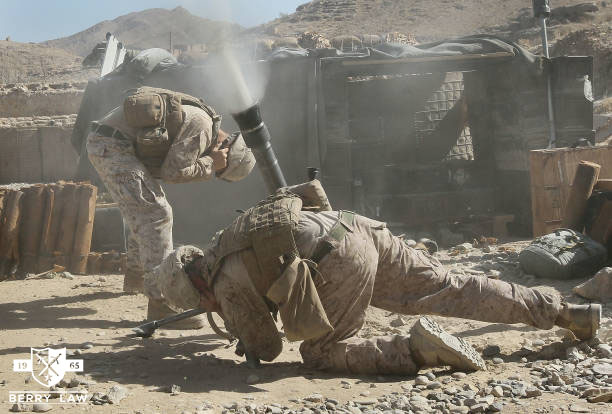 US Soldiers in Afghanistan firing a mortar