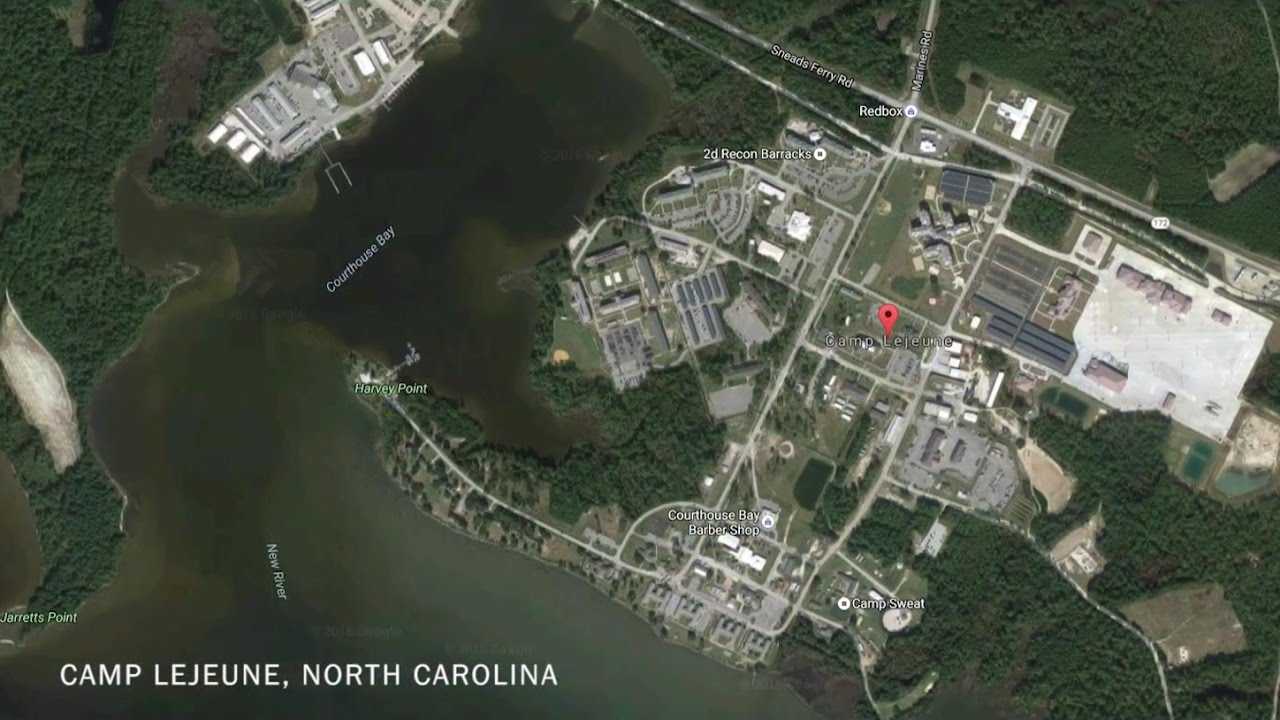 a Google Maps aerial view of Camp Lejeune, North Carolina