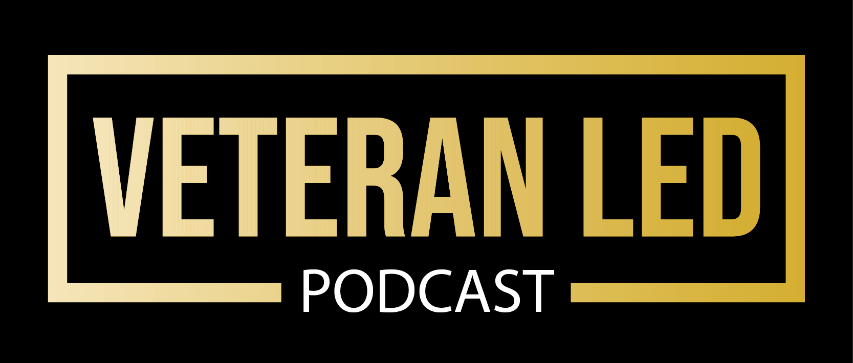 veteran led podcast logo in black and gold