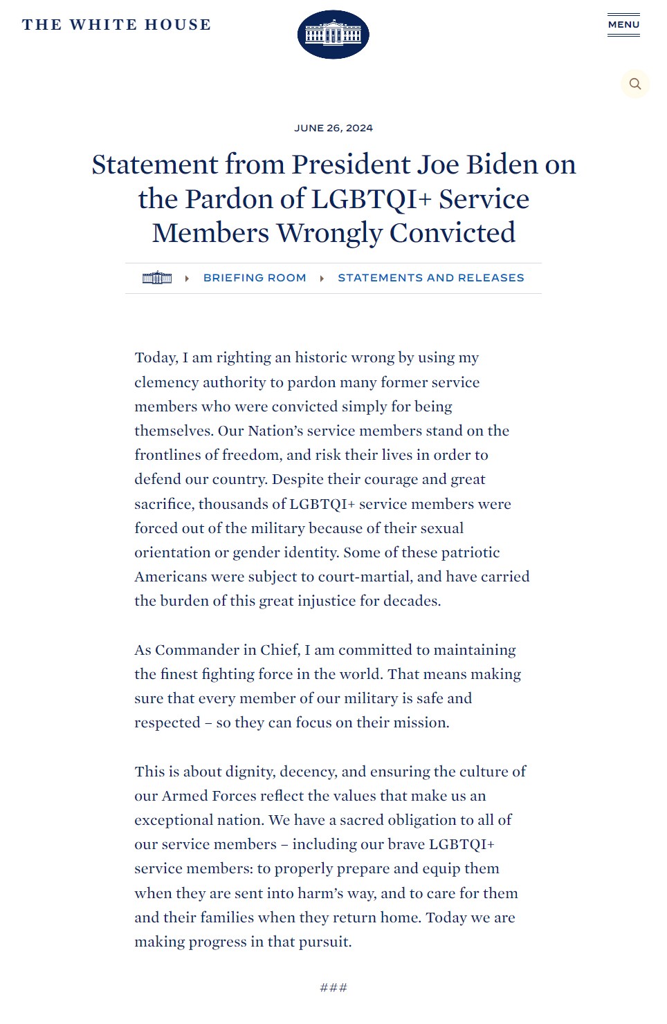 Presidential Pardon Benefits for LGBTQ+ Veterans