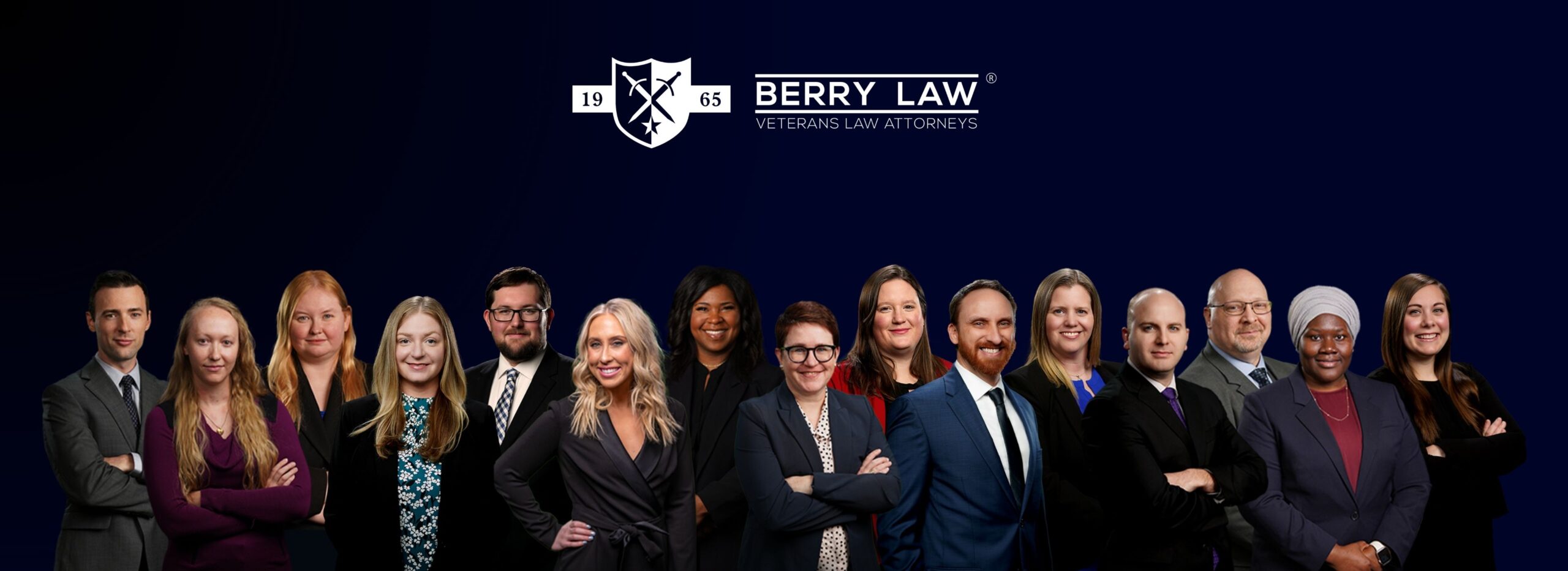 berry law's va attorneys against a blue background with the berry law logo in white